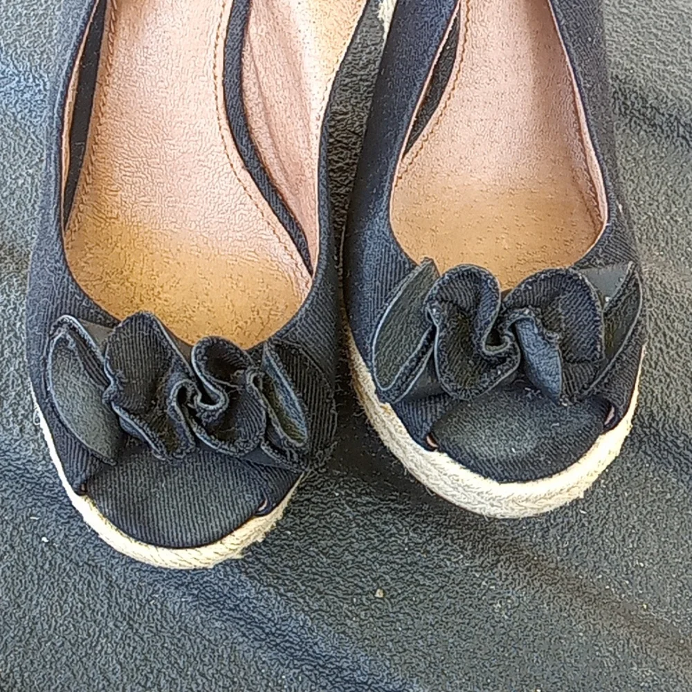 Fauntain espadrille wedges black blue jean